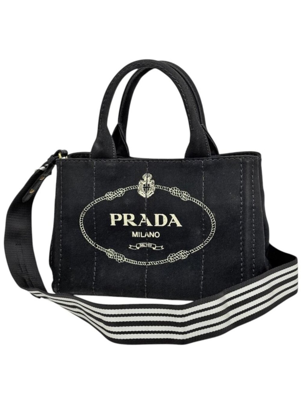Prada Tote Bag Canapa 2-Way Canvas Nero